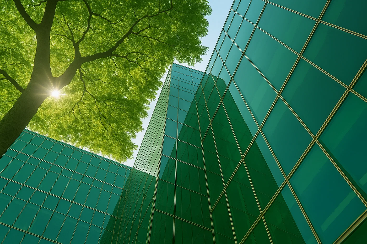 Facciata continua immersa nel verde